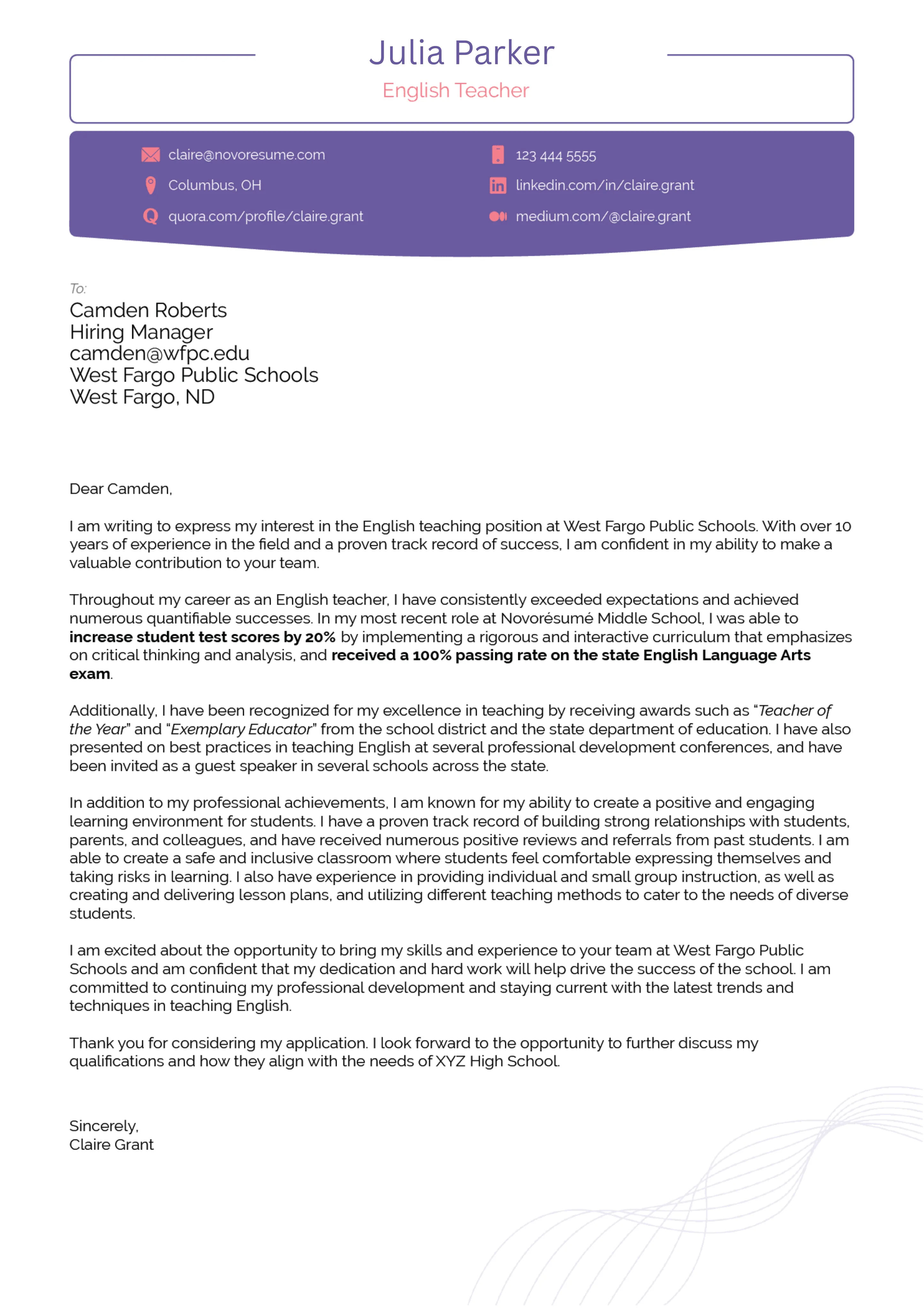 Traditional Templates for Cover Letter